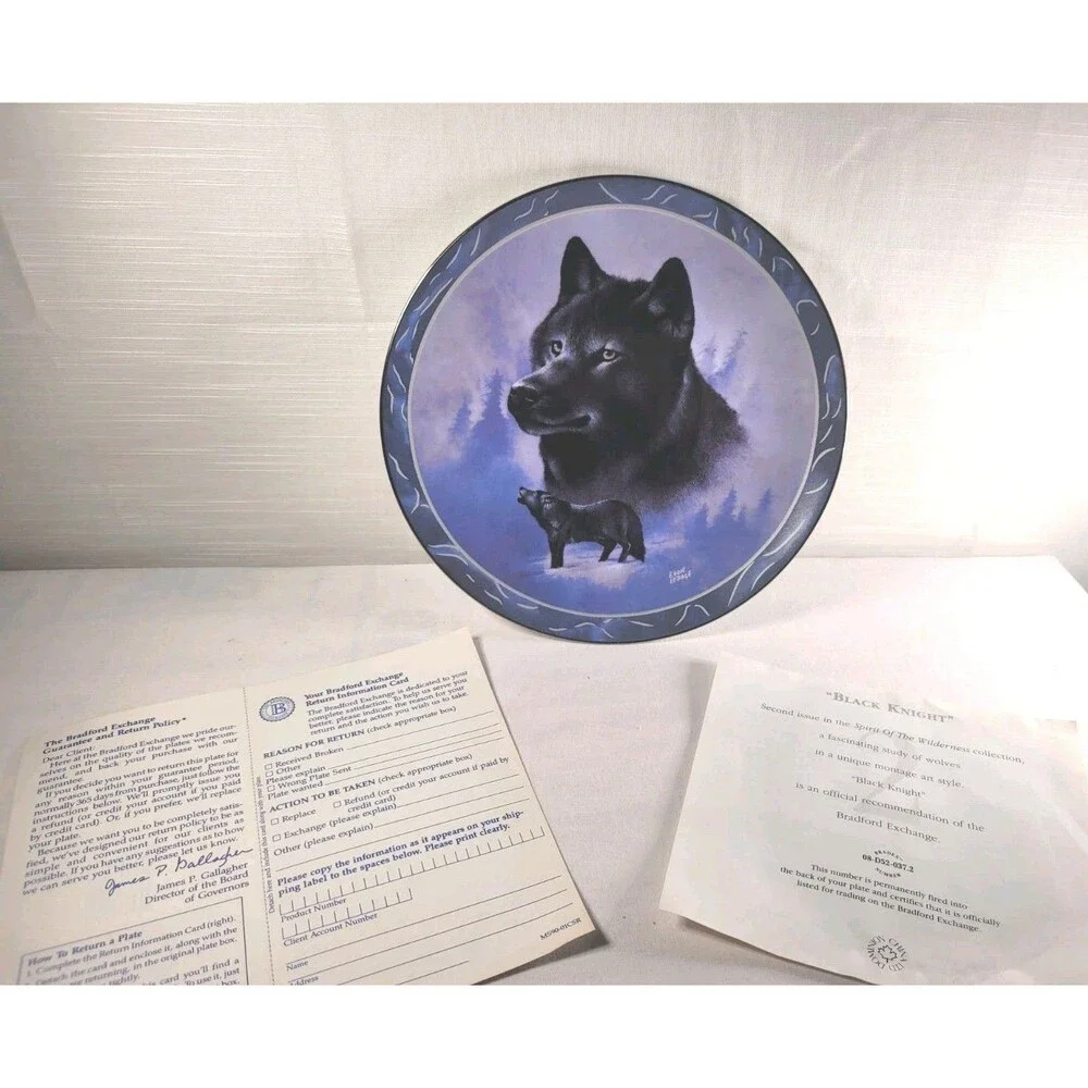Black Knight Plate Spirit of the Wilderness #2 Wolf Wolves Bradford Exchange